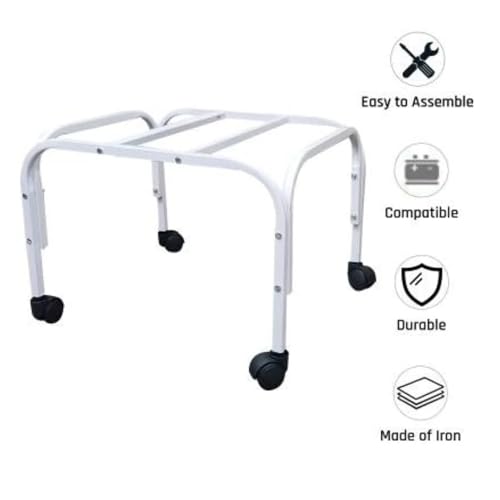 Image of Mumma's LIFE Heavy-Duty Cooler Stand with Wheels | Metal Trolley for Home & Outdoor | Rust-Resistant Black Finish | 360 Rotating Wheels | 100kg Load Capacity | Cooler Movable Stand (White)