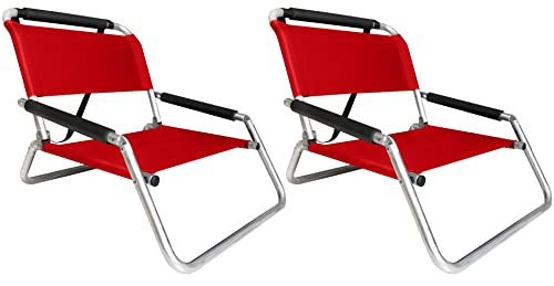 2-Pack-of-Neso-Lightweight-Water-Resistant-Beach-Chairs-with-Shoulder-Strap-and-Slip-Pocket-Folds-Thin-Lehua-Red