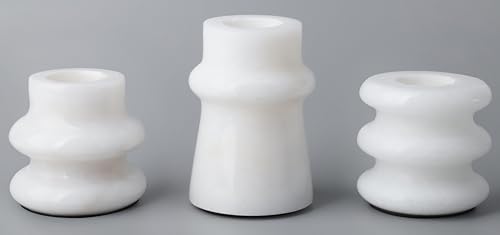 White Marble Taper Holder Set