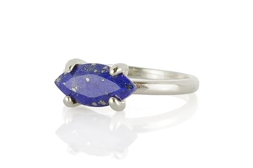 Bague lapis lazuli et argent 925 artisanale de fiançailles