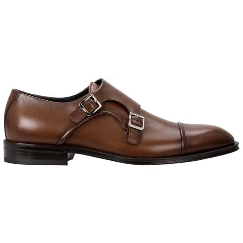 Zapatos de monje BOSS Derrek en piel de alta calidad con refinada doble hebilla