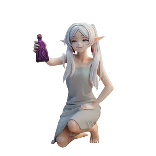 Szchxin Frieren Figurine Anime Frieren Figurine d'action Fille à genoux Statue Main tenant la potion Modèle PVC Anime Sculpture Objet de collection Décoration de table Ornement Cadeau 11,5 cm
