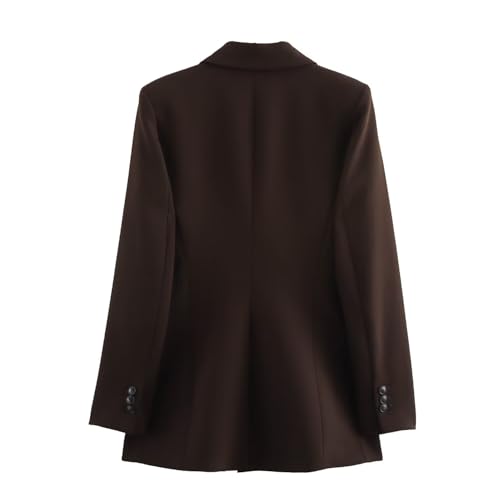 Women's Stylish Double-Breasted Blazer with Elbow Patches, Notch Lapel Suit Jacket2