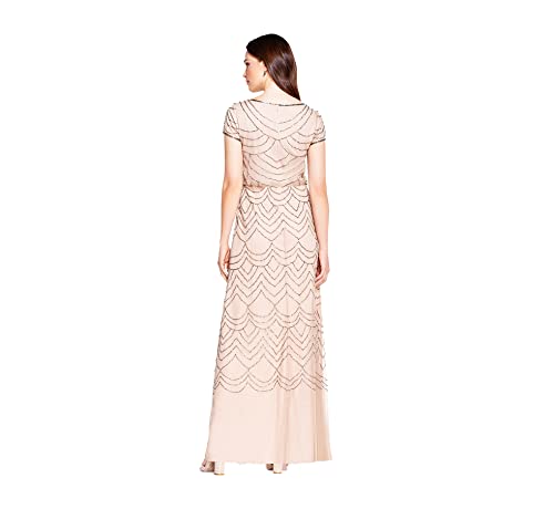 Image of Adrianna Papell Womens Short Sleeve Blouson Beaded Gown