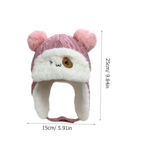 BESPORTBLE Cotton Material Boys and Girls Beanie Earflaps Winter Hat for Boys Girls Pink3