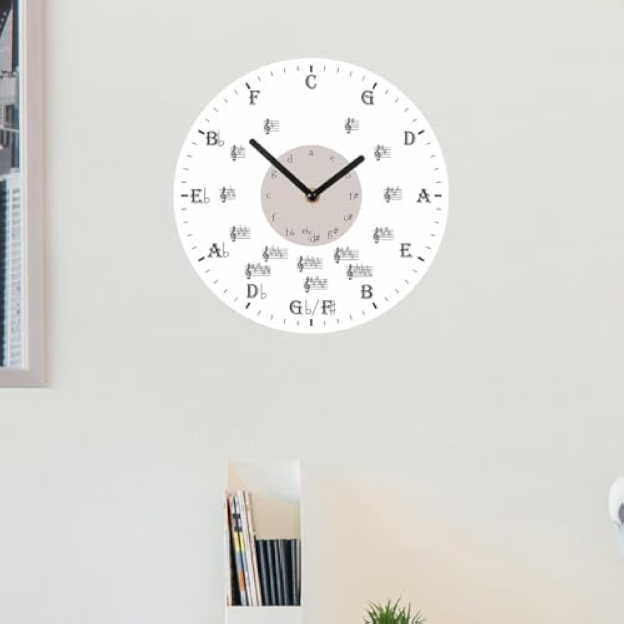 Round Music Note Wall Clock, Creative Decor