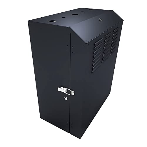 Image of NavePoint 8U Vertical Server Rack Enclosure, Low Profile, 23.6 inch Deep, Max Weight Capacity 132lbs - 8U Network Cabinet Vertical Wall Mount, Perforated, Black