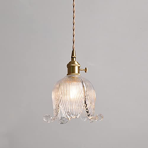 Lampe suspendue E27 fleur en verre pour remplacer un plafonnier terne et sombre