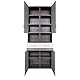 trendteam smart living - Set One - Hochschrank - Weiß Hochglanz/Rauchsilber - Badschrank breit mit 10 Fächern, 2 Ablagen und 2 Schubladen - (BxHxT) 73 x 182 x 31 cm - 6 Einlegeböden - kratzfest