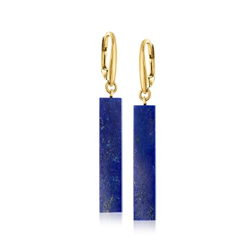 Ross-Simons Lapis Bar Drop Earrings in 18kt Gold Over Sterling