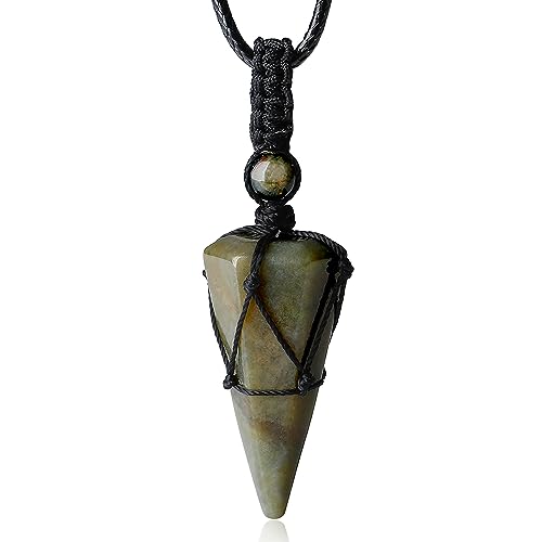 Image of XIANNVXI Healing Crystal Necklace for Men Jewelry Gift | Adjustable Black Rope Natural Gemstone Pendant
