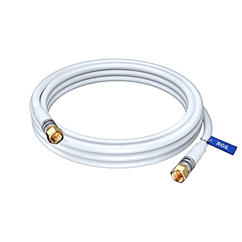 Maximm RG6 COAXIAL Cable - Triple Shielded, Non-Oxygen Copper Cable Wire for TV, Internet & More 15ft / White