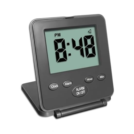 Digital Travel Alarm Clock - No Bells, No Whistles, Simple Basic Operation, Loud Alarm, Snooze, Small and Light, ON/Off Switch, 2 AAA Battery Powered, Black