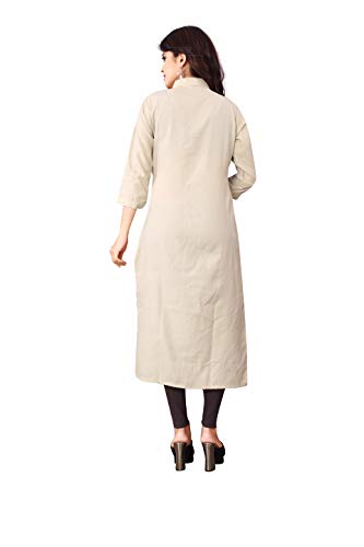 Image of OM SAI LATEST CREATION Slub-Rayon Three-Fourth Sleeve Printed A-Line Kurti for Women
