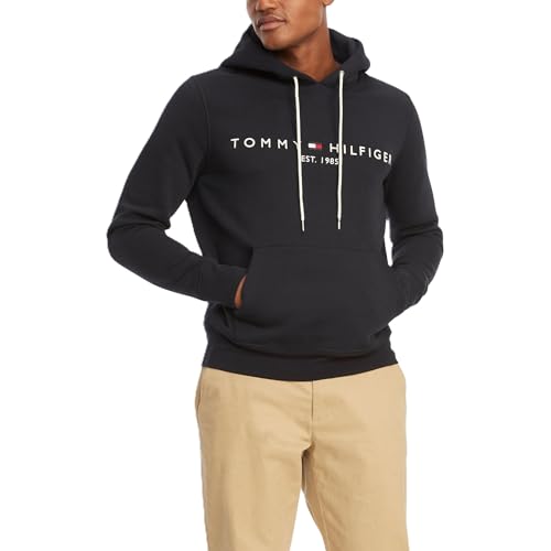 Image of Tommy Hilfiger Men's Medium Weight Fleece Hoodie Sweatshirt With Embroidered Logo, Also Available in Big & Tall
