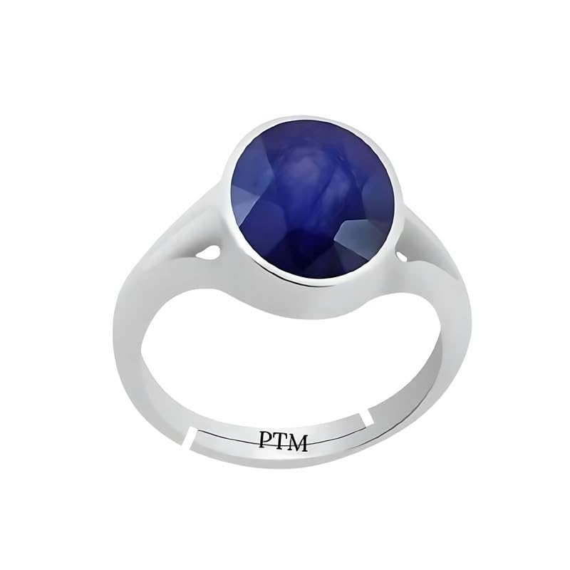 925 Sterling silver Blue Sapphire (Neelam) 3.25 to 10.25 Ratti or 3.00 to 9.50 carat Astrological Gemstone Bis hallmark Adjustable Ring for Men women