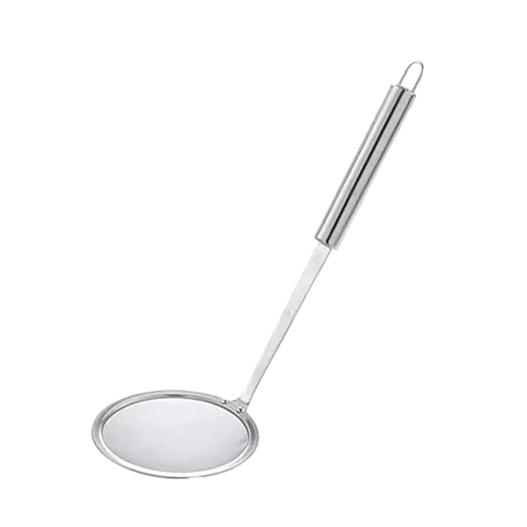 SDMAX Stainless Steel Ultrafine Mesh Oil Skimmer Strainer, Fast Filtering, Ergonomic Design with Convenient Hanging Hole, Heat-Resistant Drain Scoop, (14cm)