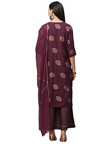 Image of ANNI DESIGNER Women's Rayon Straight Kurta & Palazzo & Dupatta (Ayesha)