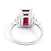 Dsnyu 14 K Gold Rings for Women, Eternity Ring White Gold with Rectangle Shape Created-Ruby 3ct Band Fashion Trendy Size 6