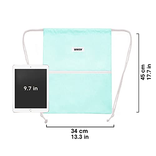 Image of WANDF Drawstring Backpack, Gym Sackpack for Sports (Mint Green) | Water-Resistant, Shopping, Yoga, Travel, Beach, Daily Carry