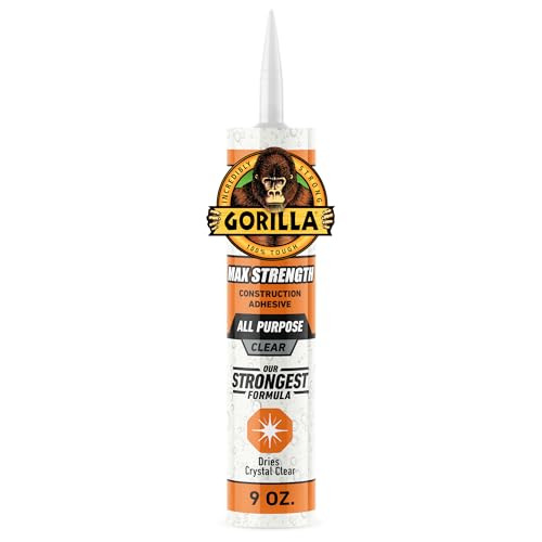 Gorilla Max Strength Construction Adhesive, Clear Glue, 9...