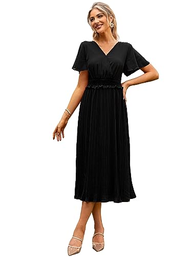 Amazon.com: Miessial Women's V-Neck Chiffon Pleated Wrap