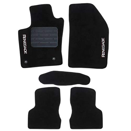 Jogo de Tapete Carpete Tevic Pinado Jeep Renegade 2018 19 Impermeável Lavável Logo Bordado 5 Peças