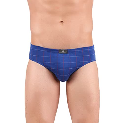 Image of Crystal Italia Brief Men's Super Combed Cotton Checkered Brief with Concealed Waistband | Assorted | (Pack of 4)