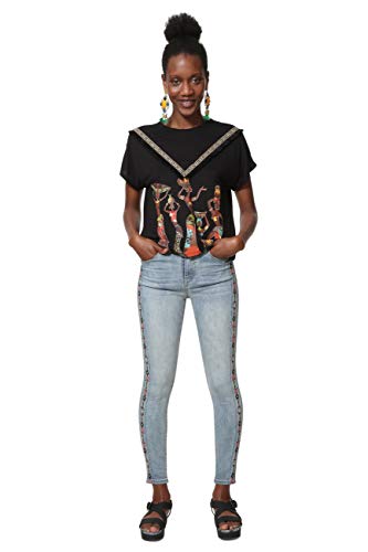 T-shirt Desigual femme noir top imprimé floral Yamila