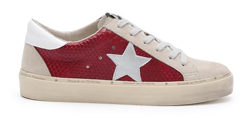 Image of Mi.iM Gaby Women's Star Sneakers - Snake Print Suede Lace-Up Fashion Shoes with Rubber Sole