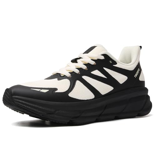 Image of TSIODFO Running Shoes for Women Sneakers Size 12.5 Black Beige Lightweight Gym Workout Athletic Tennis Walking Shoe