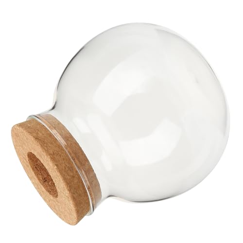 Outanaya Jarrón de Vidrio para Plantas Hidropónicas Pequeño Redondo Tapón, Jardinera Hidropónica para Cultivo de Agua, Terrario Decorativo para Escritorio y Hogar