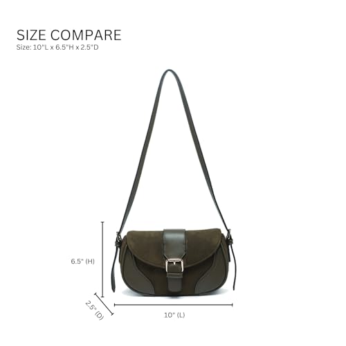 JEN & CO. Duffy Faux Suede Shoulder Bag for Women Trendy Handbag Purse with Adjustable Strap & Vegan Leather Trim3