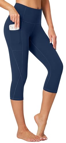 Image of Heathyoga Capri Leggings for Women High Waisted Capri Leggings with Pockets for Women Tummy Control Yoga Pants Women