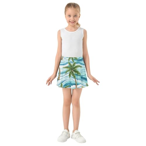 Joisal Tropical Palm Trees Green Beach Toddler Tennis Skirts Outfit Girls Skorts Athletic Shorts Little Girl 4t3
