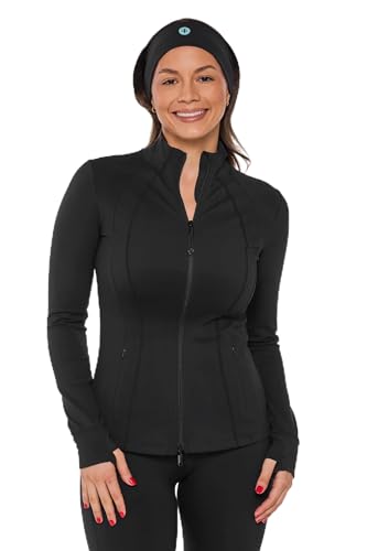 Coolibar UPF 50+ Women's Namaste Yoga Jacket, Black, X-Small, Solid - Sun Protective