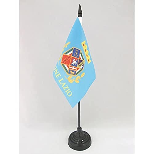 AZ FLAG Bandiera Da Tavolo Lazio 15X10Cm - Piccola Bandierina Laziale - Regione Italia 10 X 15 Cm