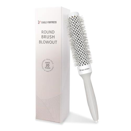 Brosse ronde professionnelle pour brushing avec céramique et technologie ionique – Combinaison de poils innovante pour le volume, la douceur et le coiffage...