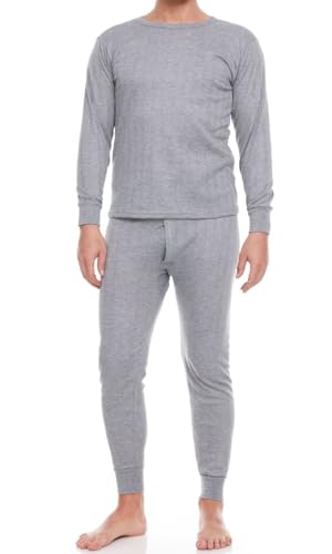 Glory Max Men Fleece Lined 100% Cotton Thermal Long Johns Top Bottom Underwear Set