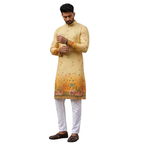Image of Men's Traditional Kurta for Men | Ethnic Wear Kurta for Festive, Wedding & Casual Occasion | Stylish Regular Fit Kurta for Men