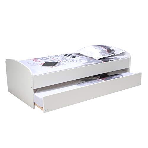 Lit gigogne SWING 90x190 + 2 sommiers + 1 tiroir-lit / Blanc