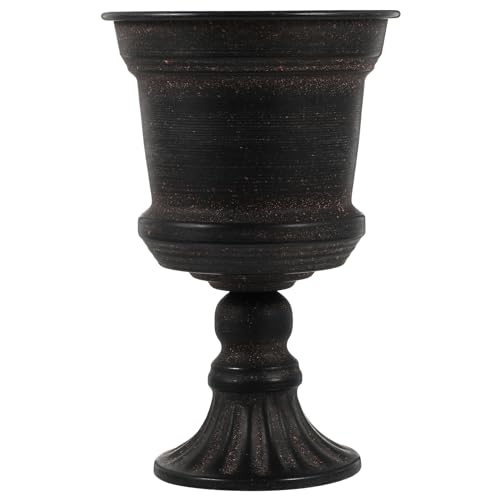 DOITOOL Classic Urn Planter, Rustic Metal Vase Wedding Centerpieces Vase Flower Vase Bowl for Wedding Party, Anniversary Ceremony Decoration (Black)