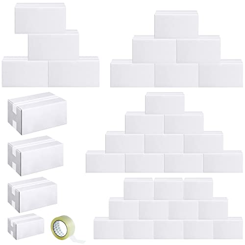 Image of Outus 32 Pack Corrugated Cardboard Boxes, Small, White | With Tape, For Moving Shipping Storage, Office Business Home Packaging, Corrugated Construction Protects Items During Transit