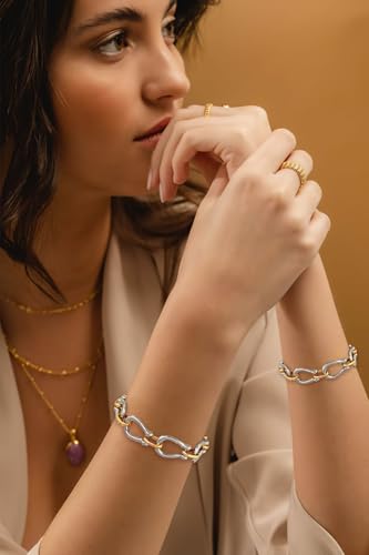 LILIE&WHITE Gold Bracelet For Women Gold And Silver Bracelet Two Tone Bracelet Adjustable Link Bracelet Trendy Chain Bracelets Fashion Gold Bracelet Jewelry3