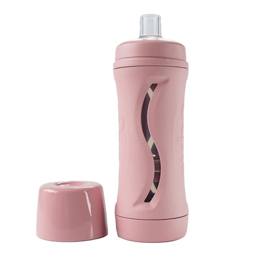 Image of Subo Baby Food Bottle | No Mess Baby Toddler Self Feeder | Squeeze Free Design for Purees, Smoothies, Yogurt, Oatmeal, or Thickened Liquids | Reusable Silicone Washable Cup (Rose)