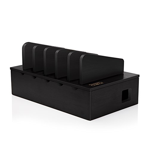 Prosumer's Choice Bamboo Charging Station Rack for Smartphones and Tablets - Black