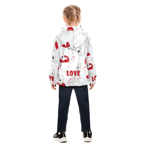 OTVEE Valentine Dogs Love Hearts Kids Hoodie Jacket Fall Spring Full Zip Warm Outwear Coat4