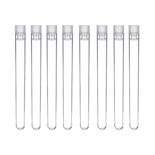 We Can Source It Ltd – Clear Plastic Test Tubes 16mm with Leakproof Lids – Durable Polystyrene Tubes for Weddings & Events – Reusable Drink Tube for Fun & Creative Presentation - Pack of 50