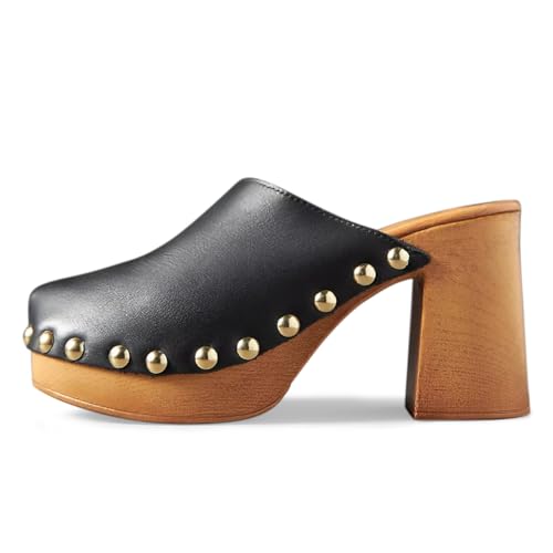 YDN Women's Platform Slip On Clogs Mules Cork High Heel