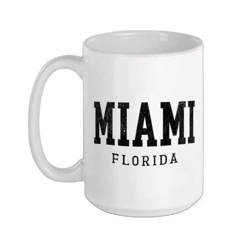 Miami Florida Vintage Ceramic Mug, White, 15oz